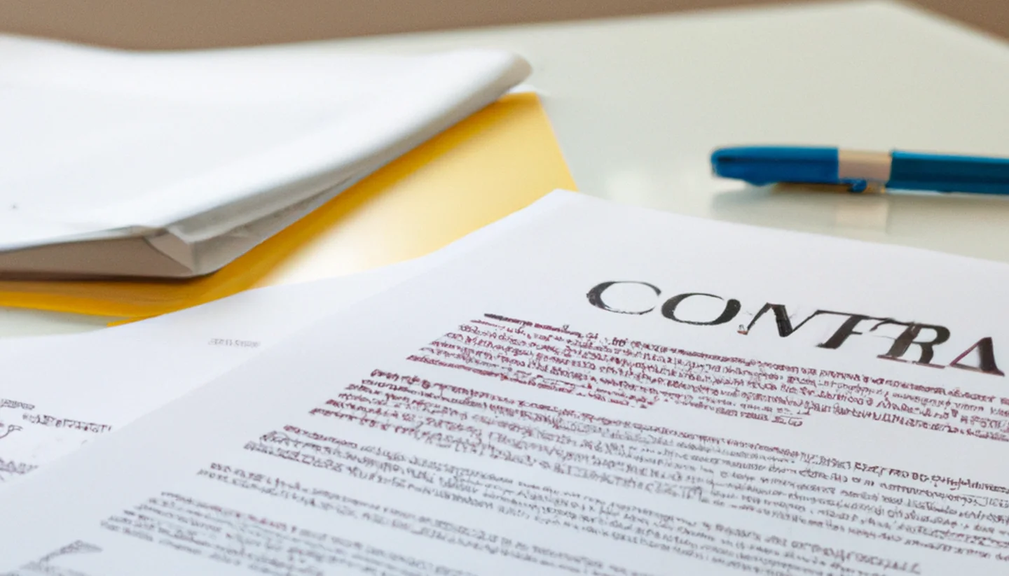 Purchase agreement contract with sticky tabs marking signature pages