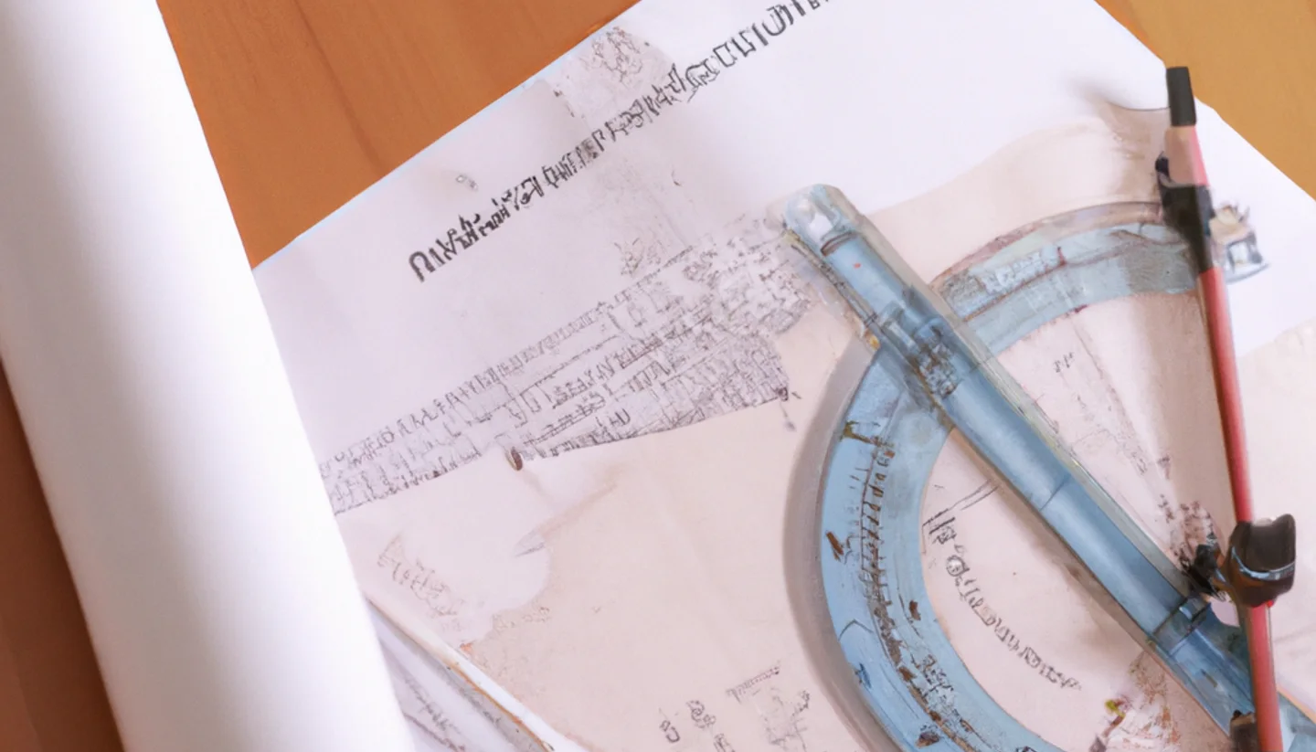 Land survey blueprint for a Minnesota property with compass and ruler