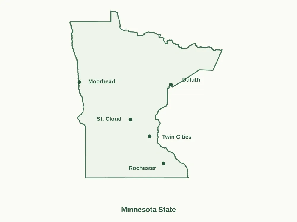 Map of Minnesota showing major cities and statewide coverage
